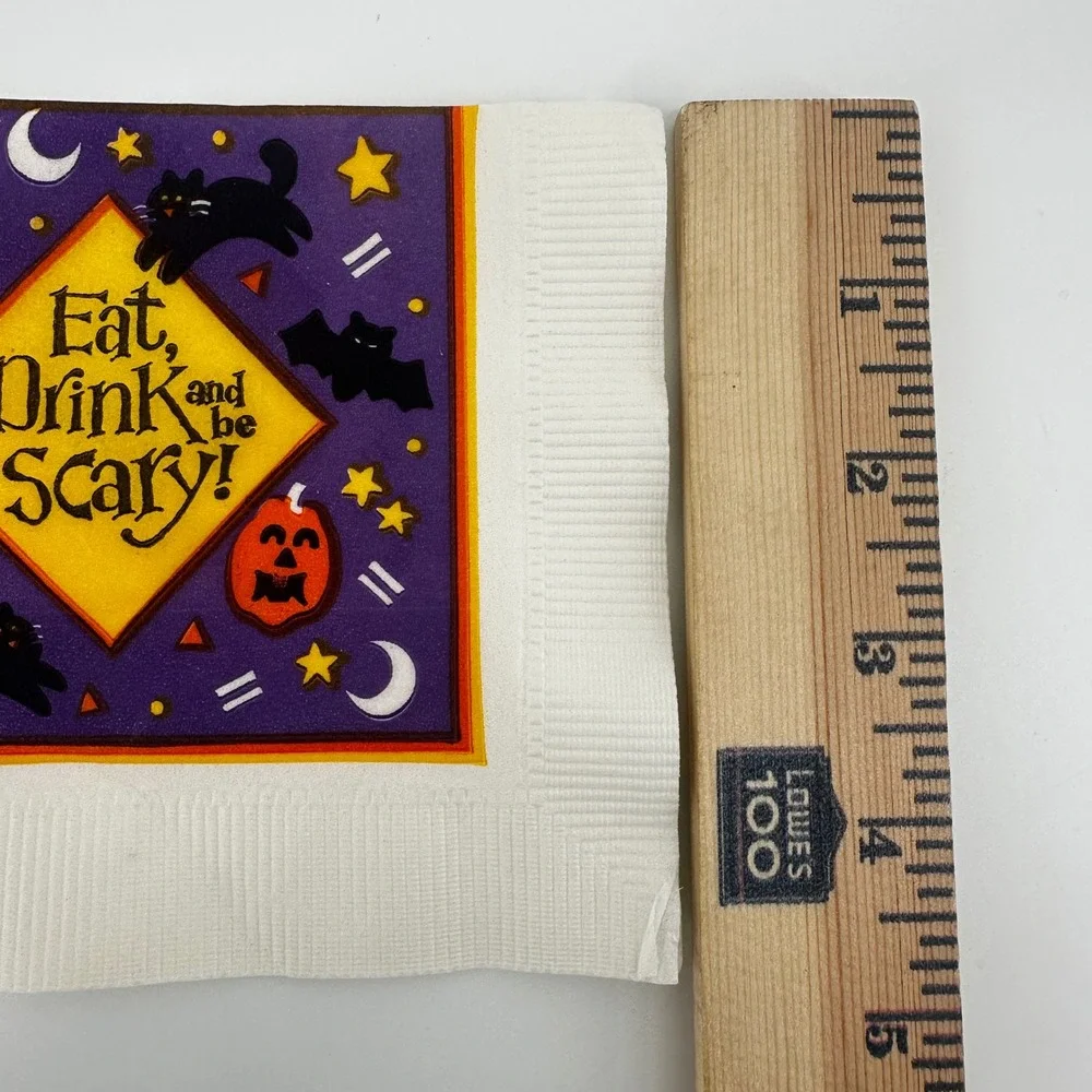 Vintage AGC Halloween Napkins Set of 12 Eat Drink and be Scary Cat Bat Pumpkin